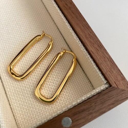 Earrings gold color rings temperament circles earrings metal earrings French square earrings