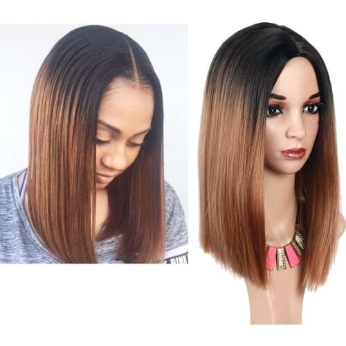 Natifah Synthetic Blonde Wigs 613 Color Short Straight Bob Wigs Wholesale For Women Middle Part Nature Black Daily Cosplay Hair