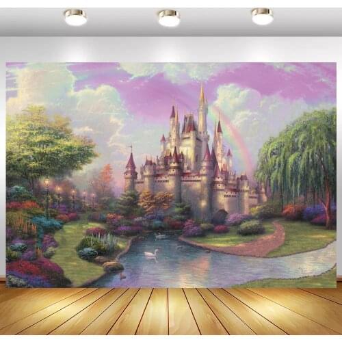 Fairy Tale Castles Princess Backdrops Photographic Forest Lake Scenic Newborn Baby Kids Birthday Photo Backgrounds