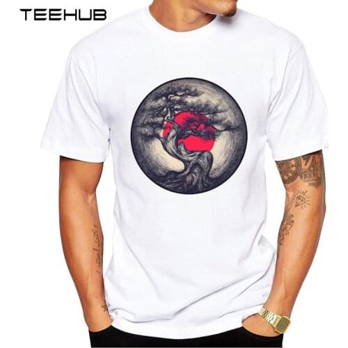 TEEHUB New Fashion Life Recording Men T-Shirt Vintage Tree Sunset Printed Men Tee Shirts Short Sleeve Geek Tops