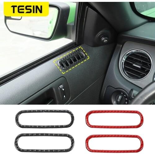 TESIN Car Door Air Outlet Vent Decoration Cover Trim Stickers Decal for Ford Mustang 2009-2013 Carbon Fiber Car Accessories