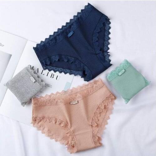 Women Lace Sexy Panties Luxury Solid Cotton Underwear Low Waist Woman Briefs Female Slim Breathable Female Underpants Lady Panty
