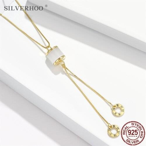 925 Sterling Silver Necklaces For Women Fashion Double Circle Ceramic Necklace Multicolor Jewelry Lady Simple Advanced Jewelry