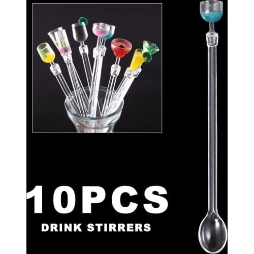10pcs 9" 23cm Drink Stirrers Juice Cocktail Swizzle Puddler Muddler Mixer Stick Party Bar Tool Acrylic Drink Stirrers