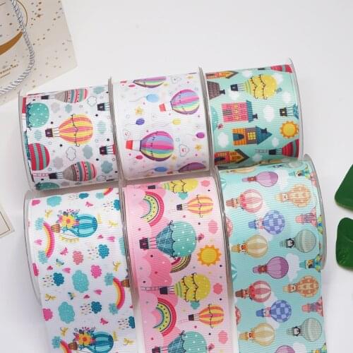 10 Yards 3inch 75mm Hot Air Balloon Grosgrain Ribbon For Hair Bows DIY Crafts Handmade Accessories 54356