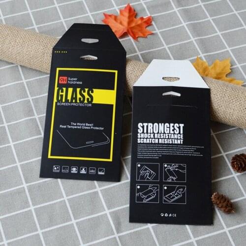 High quality black paper Glass retail packaging box/paper box/white box for iphone 7 6 6 plus Samsung Screen Protector Film