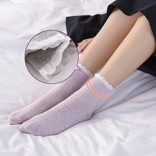 2021 Kawaii Solid Laciness Socks For Women Beautiful Girl Korean Style Harajuku Fashion Femme Socks Cotton носки женские
