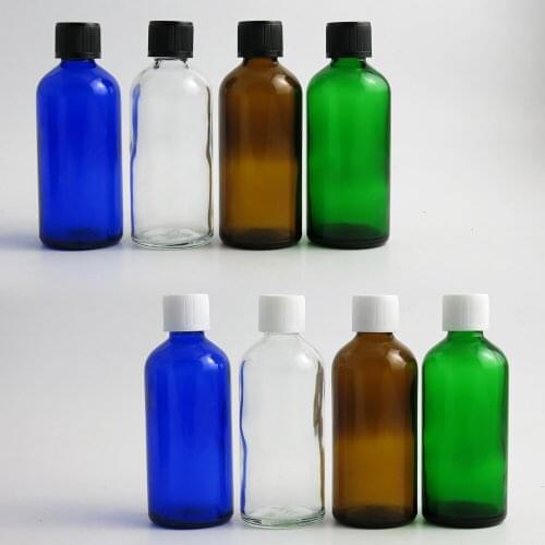 360pcs100ml Portable Green/Clear/Brown/Blue Glass Bottle With Plastic CapEssential Oil Liquid Aromatherapy Pipette Vials Contai