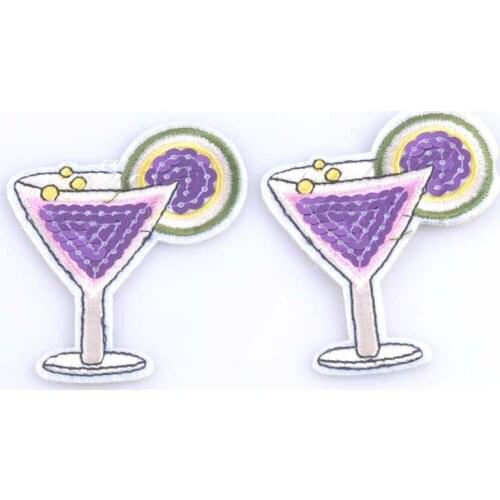 5pcs Ice Drinks Fruit,Wine Glass Embroidery Iron On Applique Patch clothes Cartoon Applique garment embroidery patches cp1102
