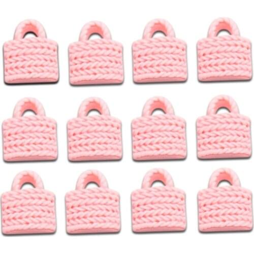 50Pcs Light Pink Bags Resin Decoration Crafts Beads Frame Flatback Cabochon Scrapbook DIY Embellishments Accessories