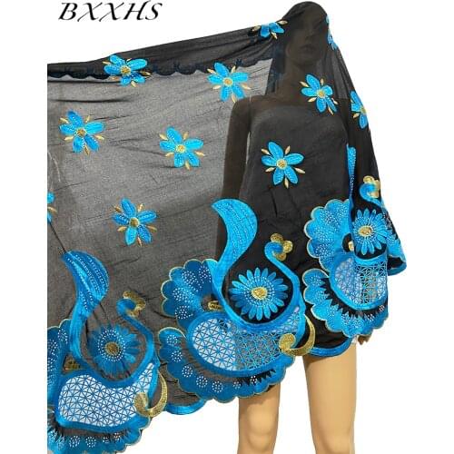 African Women Cotton Scarf Comfortable Soft Embroidered Muslim Scarf for Shawls Wraps Islamic Woman Abaya Hijab Wholesale Price