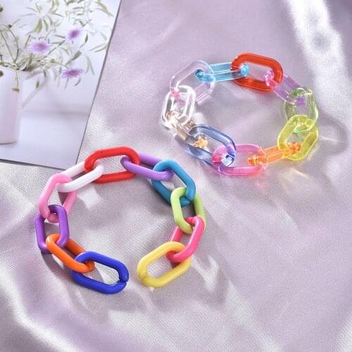 Acrylic Rainbow Chain Bracelet Set Natural Stone Beads Crystal Tassel Bangles Bracelets Pulseras Mujer Jewelry for Women Gift