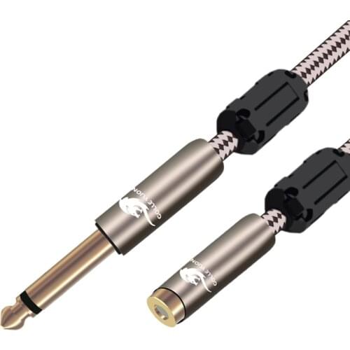 Hifi Audio Cable MONO 6.35mm 1/4" TS Jack to RCA Female Amplifier Guitar Cable Gold Plating RCA F to 6.3 1M 2M 3M 5M 8M