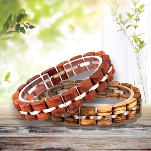 BOBO BIRD Wooden Bracelet Men Women Ladies Jewelry Wood Bangle Fashion Gifts to Boyfriend Girlfriend
