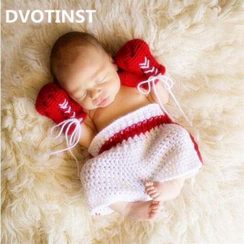 Baby Photography Prop Crochet Knitted Soft Newborn Boxing Pants+Gloves Outfit Fotografia Accessories Studio Shooting Shower Gift