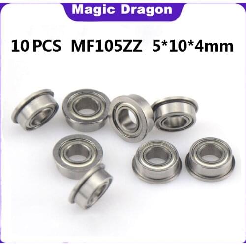 10Pcs MF105 MF105-ZZ MF105ZZ MF105-2Z MF105Z zz z 2z F628/5ZZ LF1050ZZ Flanged Flange Deep Groove Ball Bearings 5 x 10 x 4mm