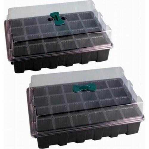 100 pieces 24 Cells Hole Plant Seed Tray Plastic Nursery Pot with Lid Garden Plant Germination Kit Grow Box