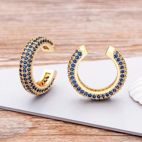 Hot Sale Copper Crystal CZ Clip On Wrap Earring Tragus Body Charm Jewelry Ear Cuff Clip Nose Ring Fake Piercing Snug Earrings