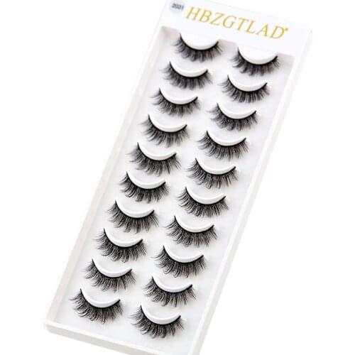 HBZGTLAD 10 pairs natural false eyelashes fake lashes long makeup 3d mink lashes eyelash extension mink eyelashes for beauty