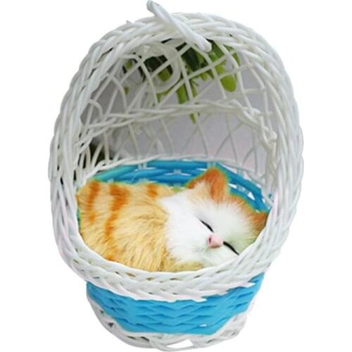 Simulation Cute Cats Kitten Sound Plush Doll Toy Hanging Basket Home Decoration
