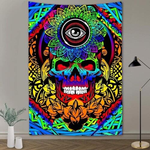 Tapestry Psychedelic Skull Mandala Tapestries Art Wall Hanging For Living Room Bedroom Home Dorm Decor