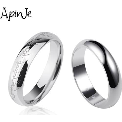 Apinje 925 Silver Ring for Men And Women Alphabet Bright Couples Rings Fashion Jewelry