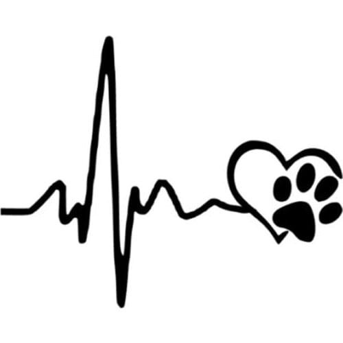 Hot Sale Interesting Car Sticker Fashion Heartbeat Lifeline and Paw Cat Dog Heart Love Accessories Decal Window PVC 14cm X 11cm
