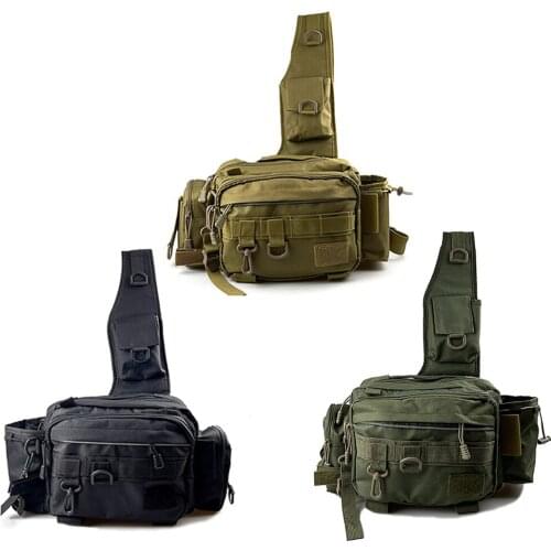 Multifunctional Fishing Tackle Waist Bag Outdoor Camping Hunting Fanny Pack Sling Shoulder Crossbody Bag with Adjustable Belt