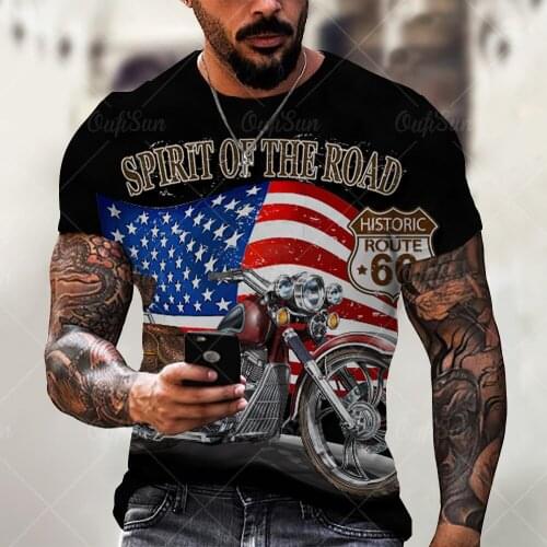 Mens short sleeve T-shirt, California 66, printed casual T-shirt, fashionable street clothes, large size 6xl, 2021