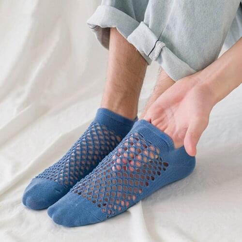 Summer Socks Mens Boat Socks Sweat-Absorbent Breathable Casual Thin Socks Low-Cut Shallow Mouth Net Deodorant Tide Hole Socks