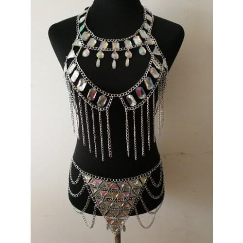 New Fashion Style WRB1083 Women Silver Alloy Chains Acrylic Beads Bondage Beach Neck Chain Choker Necklace Jewelry Accessories