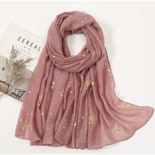Plain Lurex Bronzing Gold Starry Sky Viscose Shawl Scarf Lady Soft Shimmer Wrap Neck Pashmina Stole Muslim Hijab Snood 180*90Cm