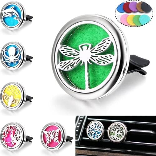 Animal Perfume Car Vent Clip Aromatherapy Stainless Steel Magnetic Essential Oil Diffuser Aroma Locket Pendant Air Freshener