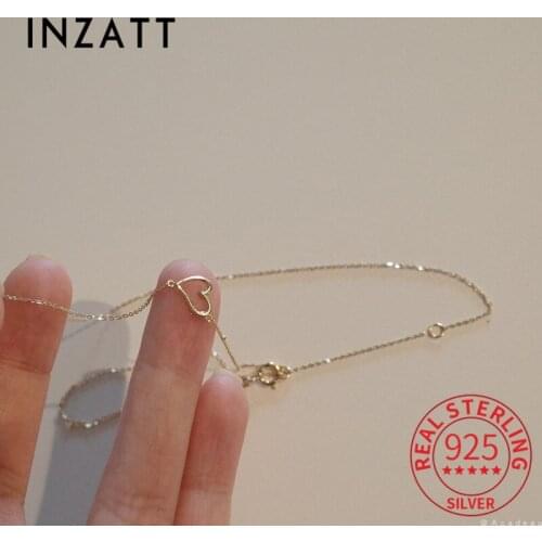 INZATT Real 925 Sterling Silver Hollow Heart 14K Gold Choker Necklace For Women Fine Jewelry Punk Accessories Drop shipping