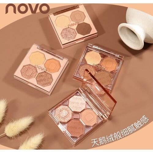 4 Colors Eyeshadow Palette Matte Shimmer Velvet Soft Eye Makeup Shiny Highlight Brighten Eye Long Lasting Bronzer Shading Powder