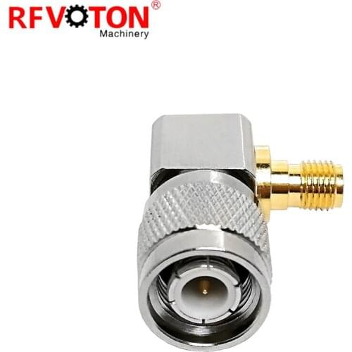 Free shipping 10pieces 90degree rf connector Silver TNC male plug to SMA female Right Angle Adapter