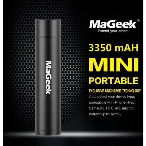 MaGeek 3350mAh Portable Charger Power Bank Backup Power External Battery for iPhone Samsung Xiaomi All Phone [Black]