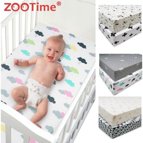Baby bed fitted sheet 1pcs 130x70x22cm 5 designs baby crib sheet 100% cotton black and white baby bed sheet style for boys girls
