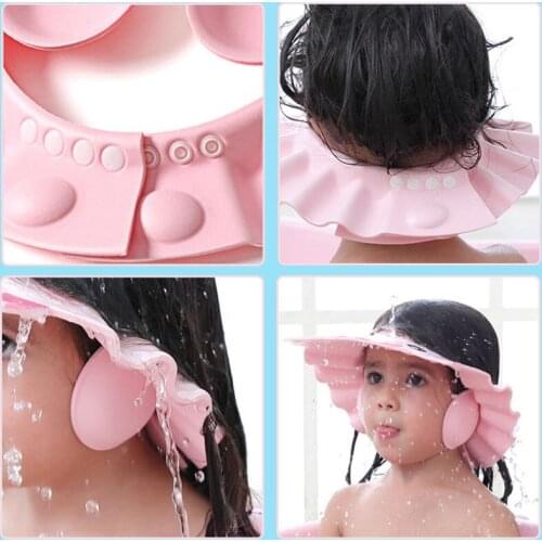 Baby Shower Cap Adjustable Hair Wash Hat for Newborn Infant Ear Protection Safe Children Kids Shampoo Shield Bath Head Cover Cap