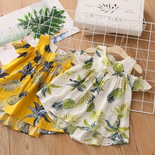 Baby Doll Shirt 2021 Summer New Girls' Clothing Children off-Shoulder round Neck Top