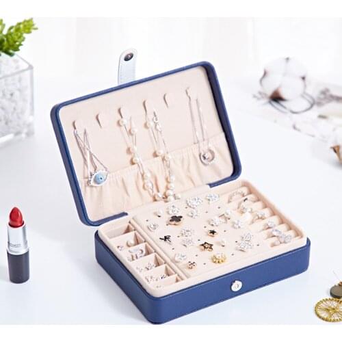 Casket For Jewelry Organizer For Cosmetics Storage Makeup Double-layer Jewelry Storage Box Earrings Ring Flannel Jewelry Box