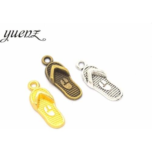 YuenZ 20pcs Antique silver color lloy flip flop Charms Pendants Necklace Beads for DIY Big Hole Beads Bracelets Charms J122