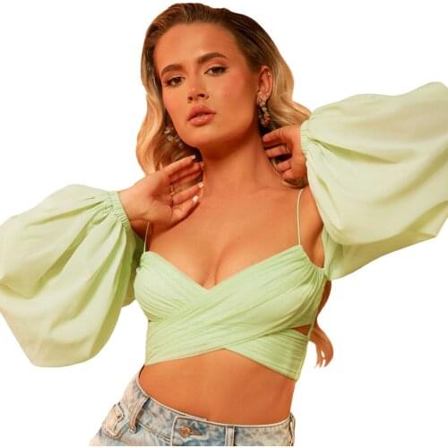 Sexy Off Shoulder Summer Crop Top Fashion Women Holiday Beach Shirt Vintage Elegant 2021 Spaghetti Strap Cross Wrap T-Shirts