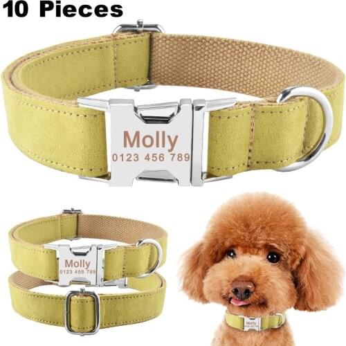 10 Pieces Personalized Dog Collar Durable Nylon Free Engraved Name Phone Number on Buckle Pet Supplies Pet Accessories Dogs