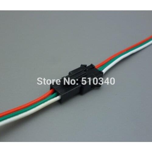 100 Sets 2.54mm 3-Pin 3 Way Multipole Connector plug With Wire (100pcs male+100pcs female) with wire