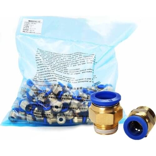 50PCS Lots PC Air Pneumatic Fitting PC4-M5 PC4-01 PC6-01 PC6-02 1/8" 1/4" 3/8" 1/2" Male Thread Connector Quick Fitttings