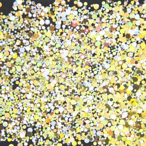 500Gram/lot Round Glitter Yellow Gold White colors Shiny Metallic Nail Art Resin Slime Decoden Supplies 1mm2mm3mm Mixed YMP-11