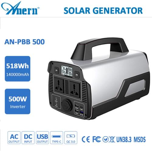Anern Solar Generator 220V 240V AC Power Station Pure Sine Wave Portable Generator Power Station Outdoor Energy Power Supply