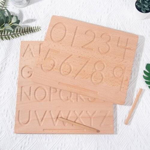 Wooden Double Sided Calligraphy Board English Alphabet Geometry Blind Writing Early Education Montessori Toys For Children Kids