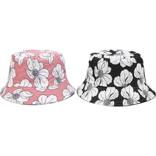 Double-sided Wearing Cap Visor Bucket Hat Men and Women Cotton Flat Sun Hat Reversible Fisherman Hat Bucket Cap Outdoor Panama